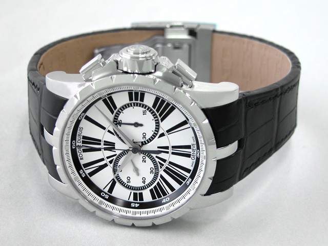 ロジェデュブイ ROGERDUBUIS エクスカリバー EX45 78 90 00/01R00/B SS/ブラック皮 世界限定280本 ホワイト