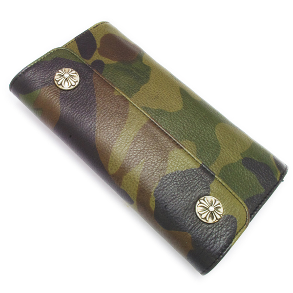 クロムハーツ財布コピー ウェーブ・クロスボタン・カモフラージュ ウォレット Wave Wallet Tank Camo Leather w/Cross Buttons chw04[1]